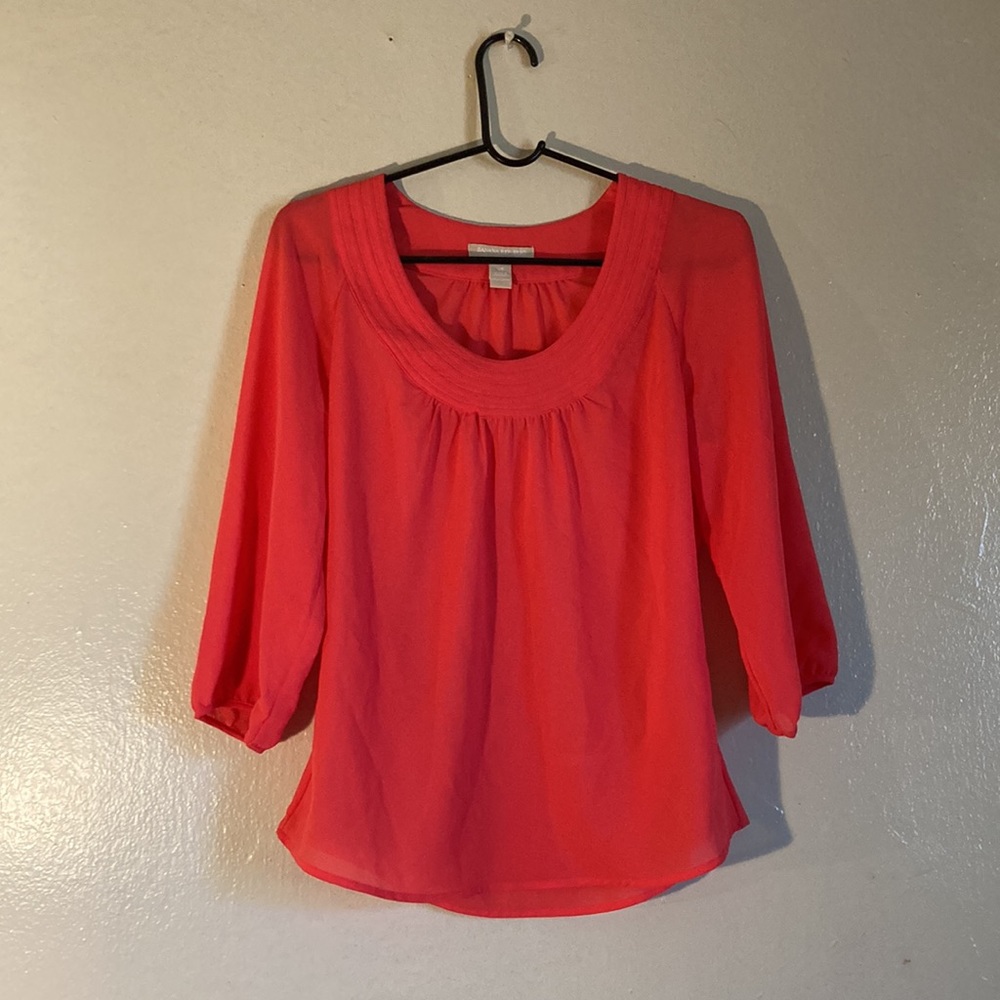 Banana Republic Coral Transparent Tunic Blouse Women Size XS